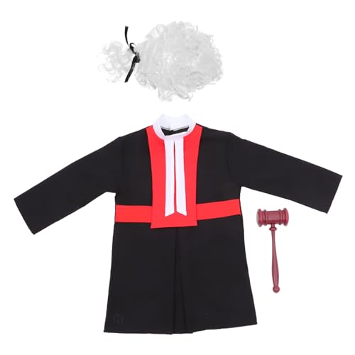 ORFOFE Richterkostüm mit Perücke und Richterhammer Atmungsaktives Polyester Lustiges Rollenspiel Outfit für Kleinkinder für Karrierespiel und Themenpartys ORFOFE Richterkostüm mit Perücke und Richterhammer Atmungsaktives Polyester Lustiges Rollenspiel Outfit für Kleinkinder für Karrierespiel und Themenpartys von ORFOFE