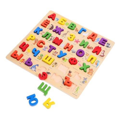 ORFOFE Russisches Alphabet Holzpuzzle für Kleinkinder Farbenfrohes Lernspielzeug Großes Holzbuchstaben- Fördert Logisches Denken und Feinmotorik Pädagogisches Puzzle für Vorschule und von ORFOFE
