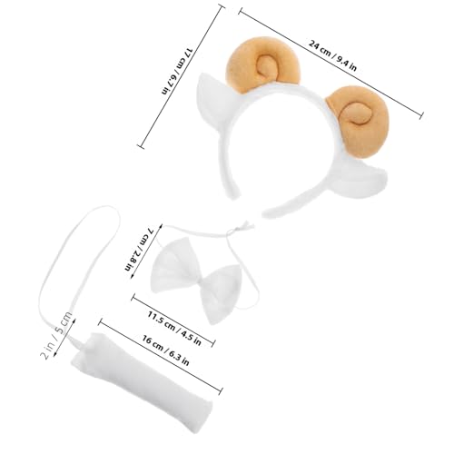 ORFOFE Schaf ohren Haarreif mit Plüschhörnern und Schleife Kuscheliges Kinderkostüm Zubehör für Halloween Party Verstellbar und Bequem für Damen und Mädchen von ORFOFE