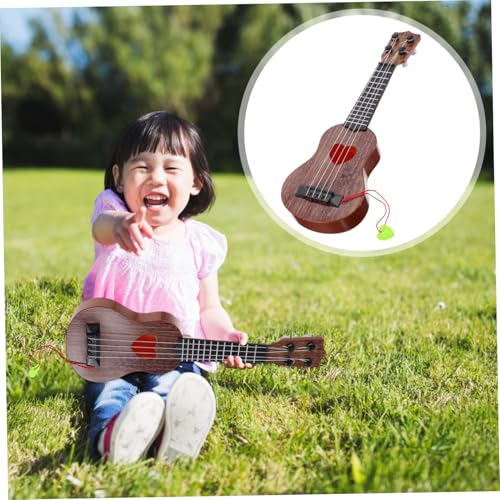 ORFOFE Simulierte Ukulele Musikspielzeug Musikinstrument Lernspielzeug für Junge Mädchen Frühpädagogik in Kaffee Herzform von ORFOFE