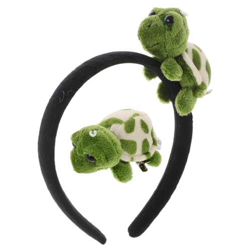 ORFOFE Süßes Teiliges Schildkröten Haarband mit Plüschkopf Stirnband und Haarclip für Frauen Bequemes Sicheres Halloween Party Accessoire für Kostüm und Verkleidungspartys von ORFOFE