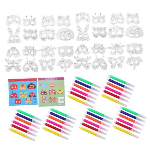 ORFOFE Teiliges DIY Tiermasken Bemalen für Blanko Papiermasken mit Stiften Kreative Bastelaktivität für Jungen und Mädchen für Dschungelpartys und Geburtstagsfeiern von ORFOFE