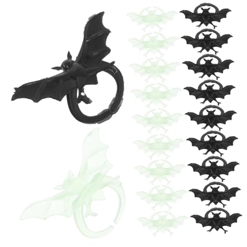 ORFOFE Teiliges Halloween Finger Ringe mit Leuchtenden Schwarzen und Fluoreszierenden Fledermausringen Offene Langlebiges Kunststoffmaterial für Halloween Party und Kindergeburtstag von ORFOFE