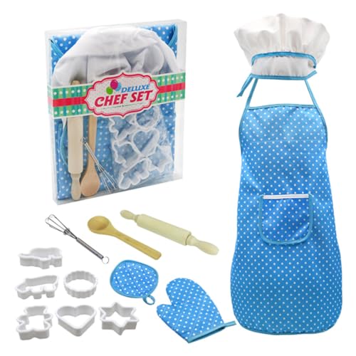 ORFOFE Teiliges Küchen Spielset mit Kochschürze und Backzubehör Pädagogisches Rollenspiel Set für Mädchen Inklusive Schürze Handschuhe und Backformen Sicheres Kinderspielzeug im Blauen von ORFOFE