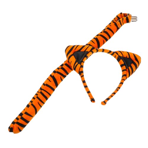 ORFOFE Tiger Ohren Stirnband und Niedliches Tierkostüm Zubehör für Karneval Halloween Cosplay Party Bühnenauftritte Auffälliges und Design für Damen von ORFOFE