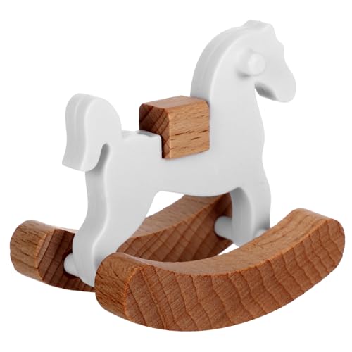 ORFOFE Möbel Trojaner-Modell Schaukelpferd hölzern Mini-Holzmöbel Statue Schaukelstuhl Puppenhaus-Pferdestuhl Mini-Möbel Miniatur Spielzeugzimmer Zubehör Trojanisches Pferd Requisiten von ORFOFE