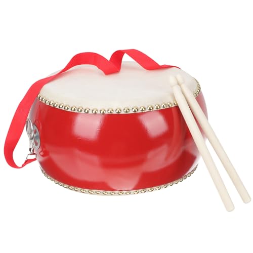 ORFOFE Trommel Holz mit Kuhfell sowie Trommelstöcken und Tragegurt Pädagogisches Percussion-instrument für Kleinkinder und Vorschulkinder zur Musikalischen Früherziehung von ORFOFE