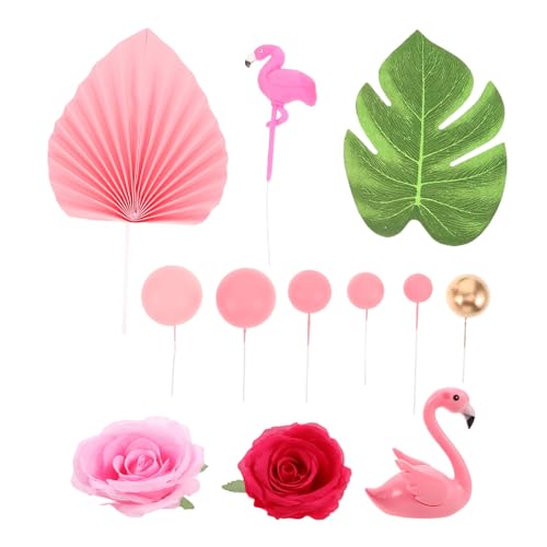 ORFOFE Tropische Flamingo-kuchenaufsätze, 23 Stück, Mit Palmblättern, Rosa Papierfächern, Rosenblüten Und Metallischen Details, Für Hawaiianische Geburtstags-, Luau-party- Und ORFOFE Tropische Flamingo-kuchenaufsätze, 23 Stück, Mit Palmblättern, Rosa Papierfächern, Rosenblüten Und Metallischen Details, Für Hawaiianische Geburtstags-, Luau-party- Und von ORFOFE