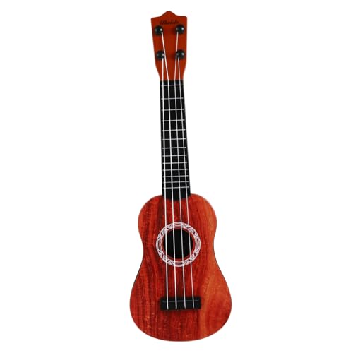 ORFOFE Ukulele Rosewood Optik Langlebiges Kunststoff Instrument mit Ersatzsaiten Einfachem Lehrmaterial und Plektrum Pädagogisches Musikinstrument für Mädchen Ab Jahren von ORFOFE