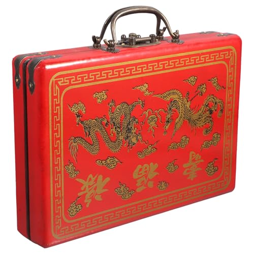 ORFOFE Vintage Mahjong Aufbewahrungsbox aus Holz mit Deckel Tragbare Mahjong Kiste für Haushalt und Reisen Stabile Multifunktionale Holzschatulle zur Praktischen Aufbewahrung von von ORFOFE