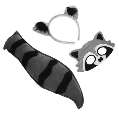 ORFOFE Waschbär Kostüm Stirnband Maske und Weiches Cosplay Zubehör für Halloween Karneval Fasching und Tier-party Bequemes Material Leicht und Tragbar von ORFOFE
