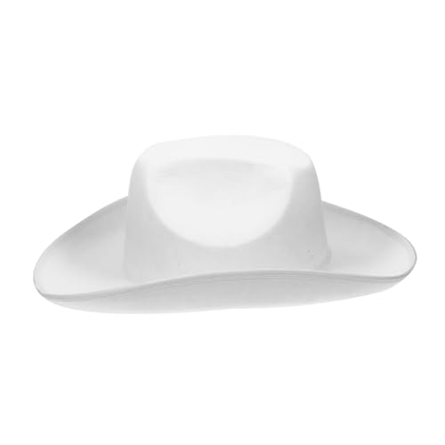 ORFOFE Weißer Filz Cowboyhut mit Verstellbarem Nackenriemen Handbemalt Western Partyhut für Damen und Herren Authentischer Western Stil Einstellbar und Komfortabel für Karneval und von ORFOFE