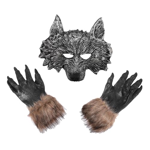 ORFOFE Werwolf Mask Handschuh Kombination Handschuhe mit Wolfsklauen Halloween-Werwolf-Kostüm Halloween-Wolf-Handschuhe Vinyl von ORFOFE