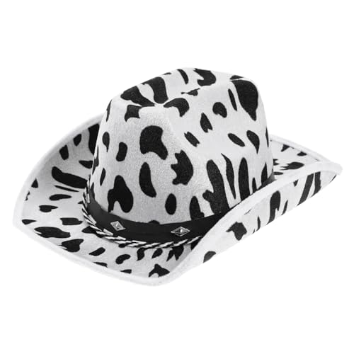 ORFOFE Western Cowgirl Hut mit Kuhmuster Robustes Party accessoire für Kostüm Fasching Karneval Halloween Geeignet für Damen und Herren Vielseitig Einsetzbar ORFOFE Western Cowgirl Hut mit Kuhmuster Robustes Party accessoire für Kostüm Fasching Karneval Halloween Geeignet für Damen und Herren Vielseitig Einsetzbar von ORFOFE