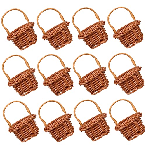 ORFOFE Wicker Baskets Gewebte Körbe Gewobener Korb Aufbewahrungskorb für Spielzeug Süßigkeitenkorb Blumenkorb Ornament Miniaturgewebekorb Korb Seegras Minikörbe mit Griffen Snack Korb von ORFOFE