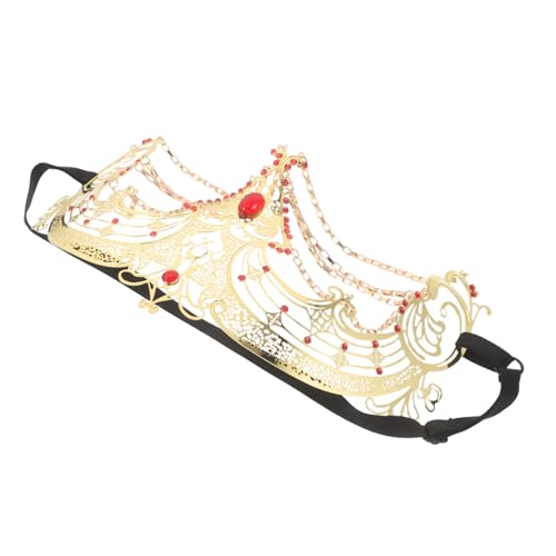 ORFOFE halbe Gesichtsmaske Halloween-Cosplay-Zubehör Maske anziehen Strass-Party-Maske Strass Maskerade Ziehen Sie Accessoires an Metall Golden von ORFOFE
