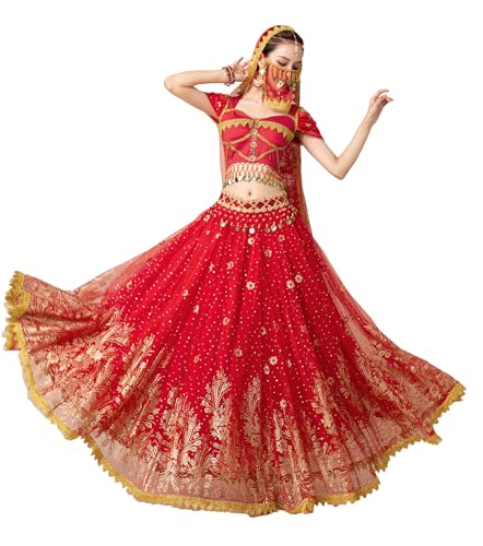 ORIDOOR Damen-Kostüm, indischer Aladdin, Jasmin, Prinzessin, Bauchtanz, Bollywood-Kostüme, 01-rot, XL ORIDOOR Damen-Kostüm, indischer Aladdin, Jasmin, Prinzessin, Bauchtanz, Bollywood-Kostüme, 01-rot, XL von ORIDOOR