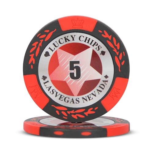 ORIENTOOLS 14g Pokerchips aus Ton, Nash Pokerchips Metalkern, 40mm Pokerchips Clay für Texas, 50 Poker-Chips mit Wert 5 von ORIENTOOLS