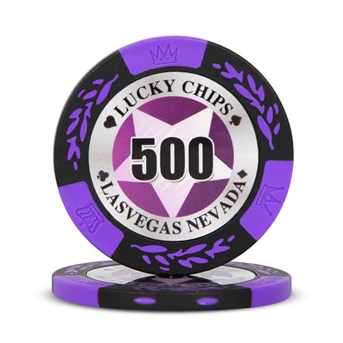 ORIENTOOLS 14g Pokerchips aus Ton, Nash Pokerchips Metalkern, 40mm Pokerchips Clay für Texas, 50 Poker-Chips mit Wert 500 von ORIENTOOLS