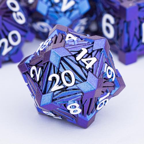 ORIFANTOU 7-teiliges DND-Würfel-Set aus Metall mit Box, Debris RPG blau-weiße D- und D-Würfel für D&D-Tischspiele, Rollenspiele, polyedrisches Würfel-Set D20, D12, D10, D8, D6, D4 ORIFANTOU 7-teiliges DND-Würfel-Set aus Metall mit Box, Debris RPG blau-weiße D- und D-Würfel für D&D-Tischspiele, Rollenspiele, polyedrisches Würfel-Set D20, D12, D10, D8, D6, D4 von ORIFANTOU