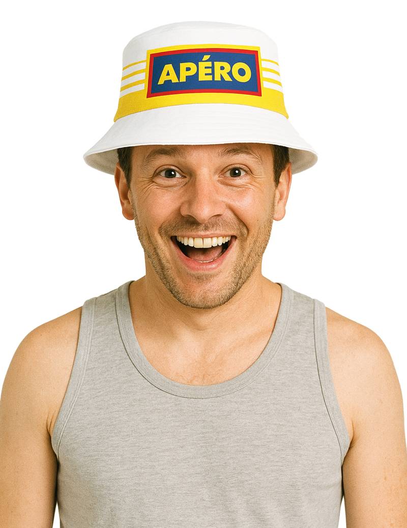Apero Anglerhut Bucket Hats für Erwachsene gestreift Weiss Gelb von ORIGINAL CUP