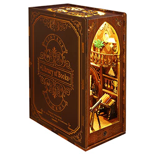 DIY Book Nook Kit DIY Puppenhaus Holz Miniatur Haus Kit mit LED-Sensor-Licht und Möbeln DIY Bücherecke Holzmodelle Modellbausätze für Erwachsene zum Bauen Kind von OROMYO