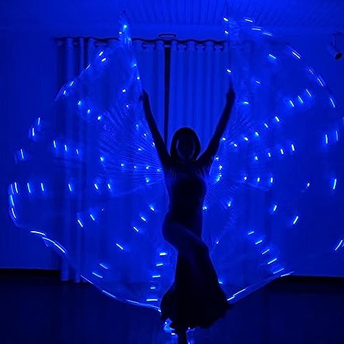 LED Isis Flügel 360 Grad LED-Flügel für Erwachsene mit 20-100cm Teleskopstäben Bauchtanz Flügel Kinder Schmetterlingsflügel Kinder LED für Bauchtanz Bühnenshow Karneval (Erwachsene, Blau) von OROMYO