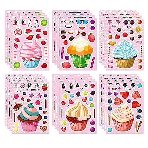 Sticker Set, 24 Blatt Sticker Set Kinder, Kinder Sticker, Cupcake-Aufkleber, DIY-Kunsthandwerk, Kombinieren Sie Süßigkeiten und Obst-Leckereien, Mitbringsel für Kinder, Eiscreme-Aufkleber, Stickers von ORTAVA