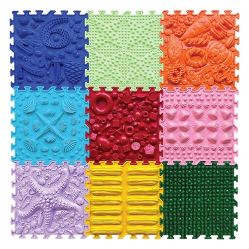 ORTO NATURE Massage Puzzle sensorische Bodenmatte - Orthopädische Spielmatte für Kinder oder als Baby Spielzeug, Puzzlematte Unterlage für den Boden (Regenbogen -Melodie) von ORTO Nature
