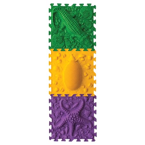 ORTO NATURE Massage Puzzle sensorische Bodenmatte - Orthopädische Spielmatte für Kinder oder als Baby Spielzeug, Puzzlematte Unterlage für den Boden (Tierisches Trio) von ORTO Nature