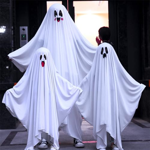 ORTUH Halloween Geister Kostüm Gespenst Kostü, Halloween-Geist-Kostü -Robe für Kinder und Erwachsene, Geister umhang Kinder kostü für Halloween Süßes oder Saures. von ORTUH