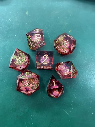 ORUZA 7 Stück Polyedrische DND Würfel Set, D&D Liquid Core Treibsand Würfel für Dungeons and Dragons RPG MTG Pathfinder Rollenspiele Spielwürfel von ORUZA
