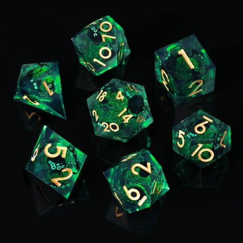 7 Stück DND Polyedrische Würfel Set Liquid Core Kätzchen D&D Würfel für Dungeons and Dragons RPG MTG Pathfinder Rollenspiele Spielwürfel D4 D6 D8 D10 D12 D20 D% von ORUZA