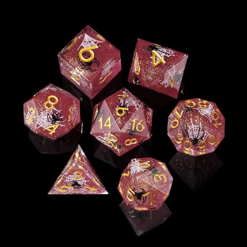 ORUZA 7 Stück Polyedrische DND Würfel Set Liquid Core Spinnen D&D Würfel D4 D6 D8 D10 D12 D20 D% DND Würfel für Dungeons and Dragons RPG MTG Pathfinder Rollenspiele Spielwürfel von ORUZA