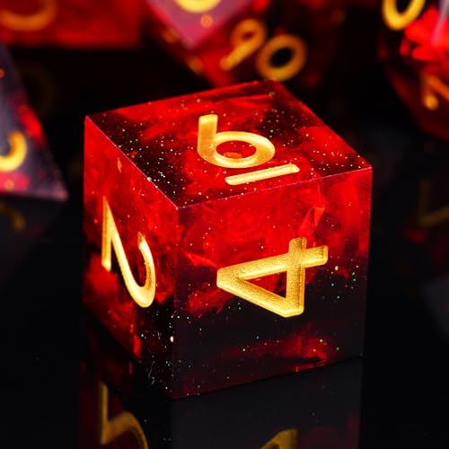 ORUZA 7 Stück DND Würfel Set Polyedrische D&D Würfel aus Harz Durchscheinendes Scharfe Kante Harz DND Würfel Set für Dungeons and Dragons, MTG Tischspiele Würfel, Flammenrot ORUZA 7 Stück DND Würfel Set Polyedrische D&D Würfel aus Harz Durchscheinendes Scharfe Kante Harz DND Würfel Set für Dungeons and Dragons, MTG Tischspiele Würfel, Flammenrot von ORUZA