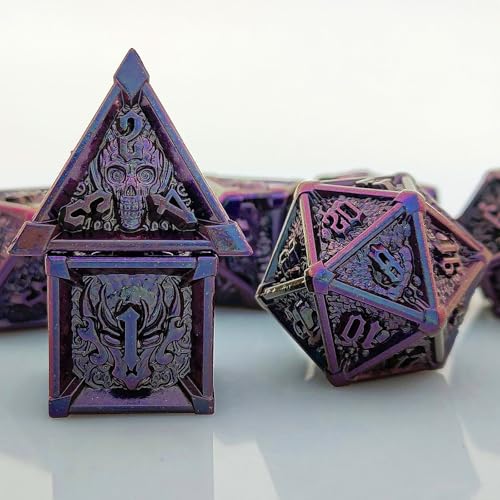 ORUZA 7 Stück DND Metall Würfel Set Polyedrische Würfel Set D&D, Metall Spielwürfel für Dungeons und Dragons RPG MTG TTRPG Pathfinder Rollenspiele Tischspiele Würfel von ORUZA