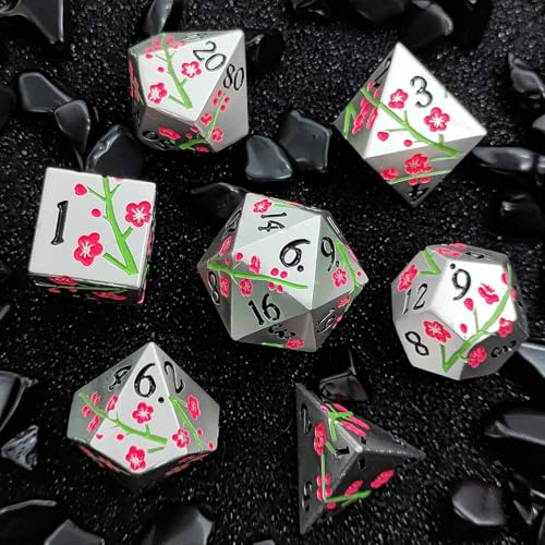 ORUZA 7 Stück DND Metall Würfel Set Silbrig Polyedrische Würfel Set D&D Würfel Set für Dungeons und Dragons RPG MTG TTRPG Pathfinder Rollenspiele Tischspiele Würfel ORUZA 7 Stück DND Metall Würfel Set Silbrig Polyedrische Würfel Set D&D Würfel Set für Dungeons und Dragons RPG MTG TTRPG Pathfinder Rollenspiele Tischspiele Würfel von ORUZA