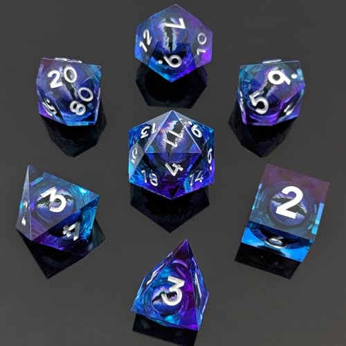 ORUZA 7 Stück Drachenauge Polyedrische Harz Spielwürfel DND Würfel Set D&D Würfel für Dungeons and Dragons RPG MTG Pathfinder Rollenspiel D4 D6 D8 D10 D% D12 D20 von ORUZA