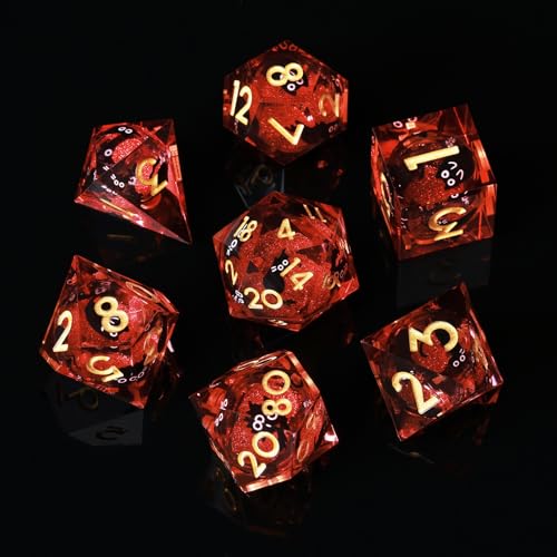 ORUZA 7 Stück Polyedrische DND Würfel Set Liquid Core Kätzchen D&D Würfel für Dungeons and Dragons RPG MTG Pathfinder Rollenspiele Spielwürfel von ORUZA