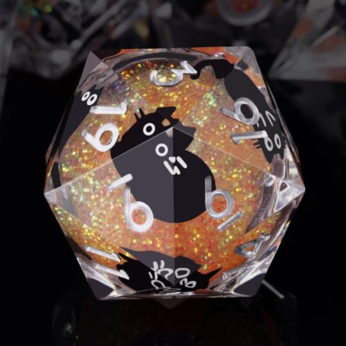 ORUZA 7 Stück Polyedrische Treibsand Würfel Set, DND Liquid Core Katze Würfel D4 D6 D8 D10 D12 D20 D% für Dungeons and Dragons RPG MTG Pathfinder Rollenspiele Spielwürfel von ORUZA