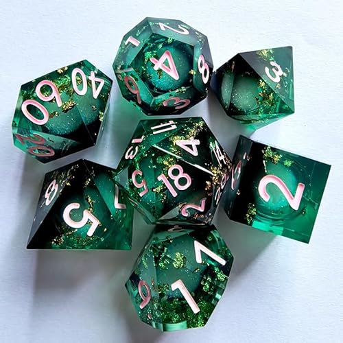 ORUZA 7 Stück Polyedrische DND Würfel Set, Liquid Core D&D Würfel für Dungeons and Dragons RPG MTG Pathfinder Rollenspiele Spielwürfel von ORUZA