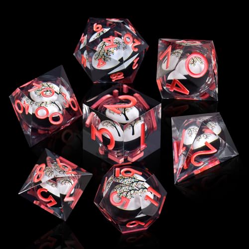 ORUZA 7 Stück Drachenauge Polyedrische DND Würfel, Harz D&D Baum Würfel Set für Dungeons and Dragons RPG MTG Pathfinder Rollenspiel D4 D6 D8 D10 D% D12 D20 von ORUZA