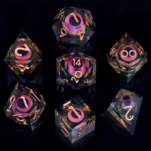 ORUZA 7 Stück Drachenauge Polyedrische DND Würfel, Harz D&D Drachenauge Würfel Set für Dungeons and Dragons RPG MTG Pathfinder Rollenspiel von ORUZA