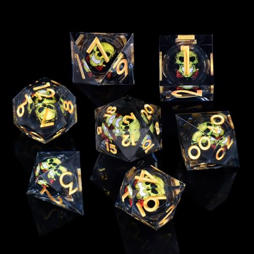 ORUZA 7 Stück Drachenauge Polyedrische DND Würfel, Harz D&D Schädel Drachenauge Würfel Set für Dungeons and Dragons RPG MTG Pathfinder Rollenspiel von ORUZA
