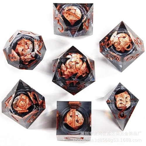 ORUZA 7 Stück Drachenauge Polyedrische DND Würfel, Harz D&D Katze Augapfel Würfel Set für Dungeons and Dragons RPG MTG Pathfinder Rollenspiel von ORUZA