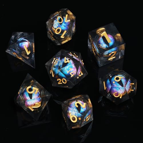 ORUZA 7 Stück Drachenauge Polyedrische DND Würfel, Harz Drachenauge D&D Würfel Set für Dungeons and Dragons RPG MTG Pathfinder Rollenspiel von ORUZA