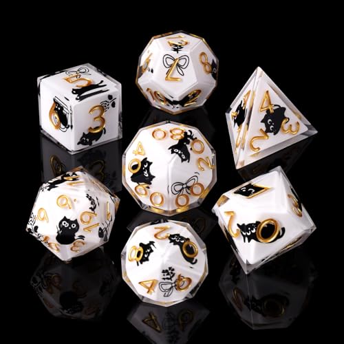 ORUZA Polyedrische Harz Würfel Set, 7 Stück DND Katze Würfel, Harz Scharfe Kante Spielwürfel für Dungeons and Dragons RPG MTG Pathfinder Rollenspiel ORUZA Polyedrische Harz Würfel Set, 7 Stück DND Katze Würfel, Harz Scharfe Kante Spielwürfel für Dungeons and Dragons RPG MTG Pathfinder Rollenspiel von ORUZA
