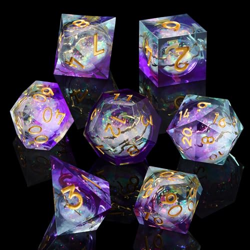 ORUZA 7 Stück Polyedrische Würfel, Liquid Core Würfel Set D4 D6 D8 D10 D12 D20 D% DND Würfel für Dungeons and Dragons RPG MTG Pathfinder Rollenspiele Spielwürfel von ORUZA