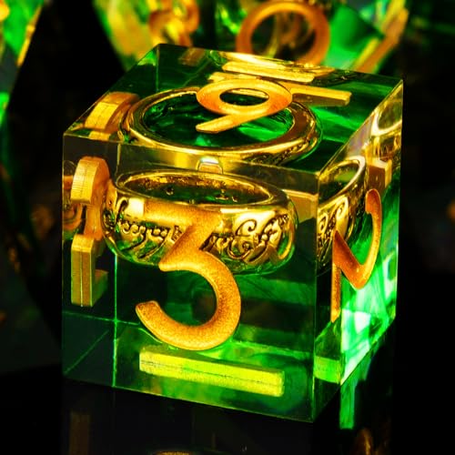 ORUZA DND Würfel Set Herr der Ringe, 7 Stück Polyedrische DND Würfel Set Scharfer Kante D&D Würfel für Dungeons und Dragons Pathfinder RPG MTG Rollenspiel Würfel von ORUZA