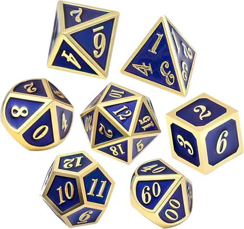 ORUZA 7 Stück DND Metall Würfel Set Blau Polyedrische Würfel Set D&D Würfel Set für Dungeons und Dragons RPG MTG TTRPG Pathfinder Rollenspiele Tischspiele Würfel ORUZA 7 Stück DND Metall Würfel Set Blau Polyedrische Würfel Set D&D Würfel Set für Dungeons und Dragons RPG MTG TTRPG Pathfinder Rollenspiele Tischspiele Würfel von ORUZA
